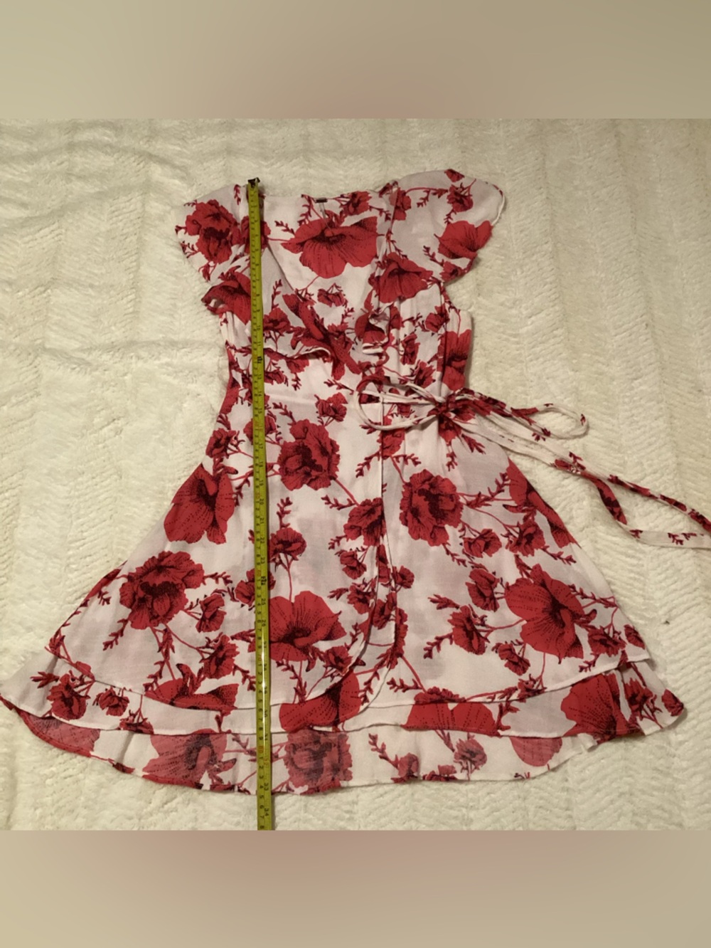 Free People French Quarter Pink Floral Printed Mini Ruffle True Wrap Dress XS